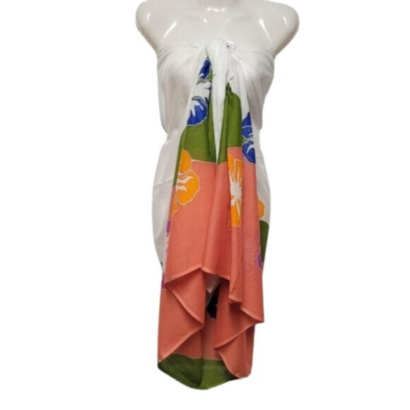 Womens Sarong Cotton Wrap, Handpainted Batik Wrapskirt Beach Pareo Beachwear-NEW - Picture 3 of 8